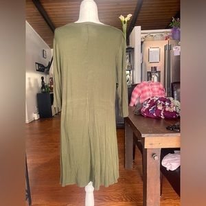 Soft Jersey olive green long sleeved tunic dress